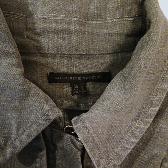 Women's Size Large Katherine Barclay Grey Jean Jacket - Picture 6 of 10